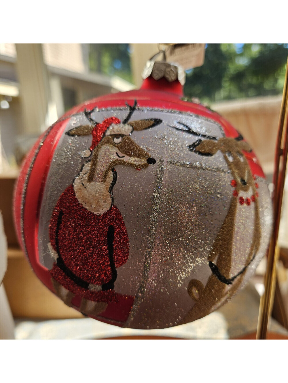 Retired Dept 56 Constance Depler Reindeer 6" glitter Poland Ornament NWT & box.
